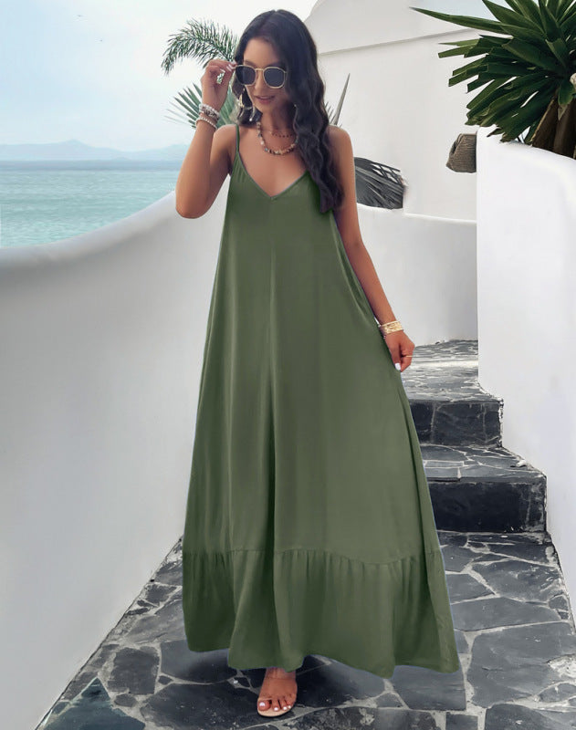 Elegant solid color loose dress