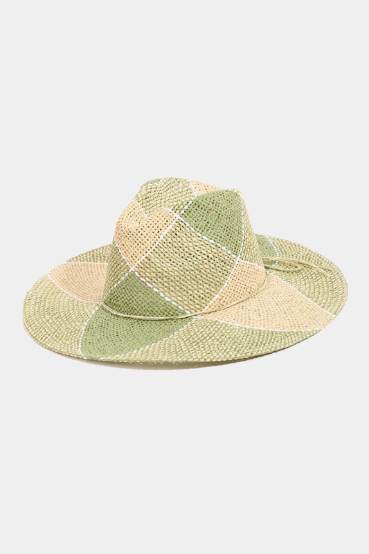 Fame Contrast Straw Braid Hat - GN / One Size