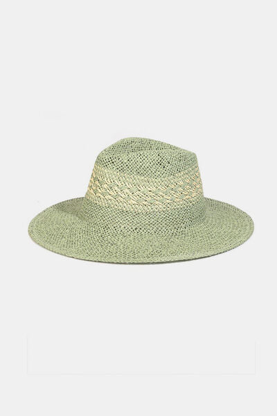 Fame Contrast Wide Brim Straw Hat - SA / One Size