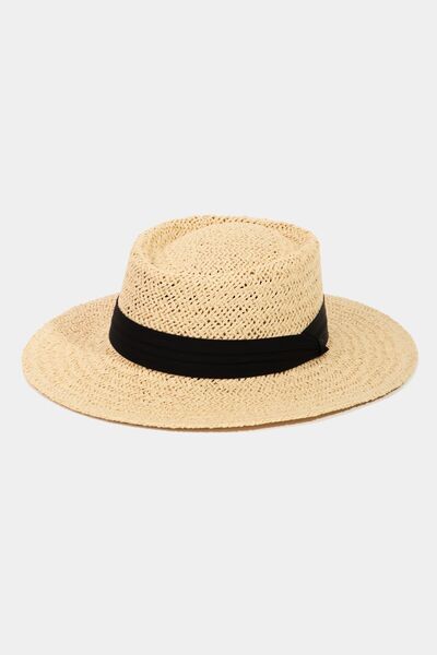 Fame Straw Braided Pork Pie Hat - IV / One Size