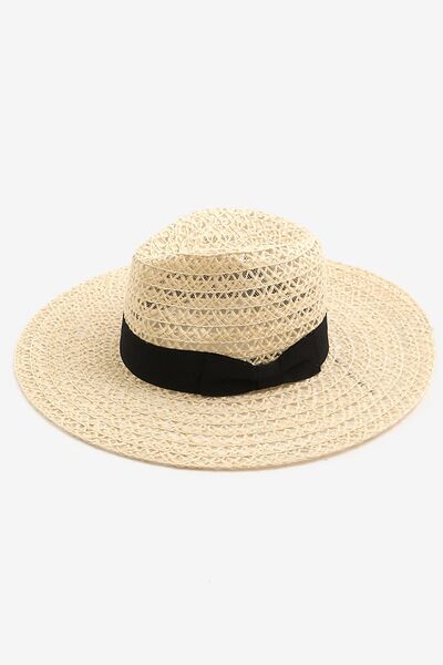 Fame Wide Brim Straw Weave Sun Hat - IV / One Size