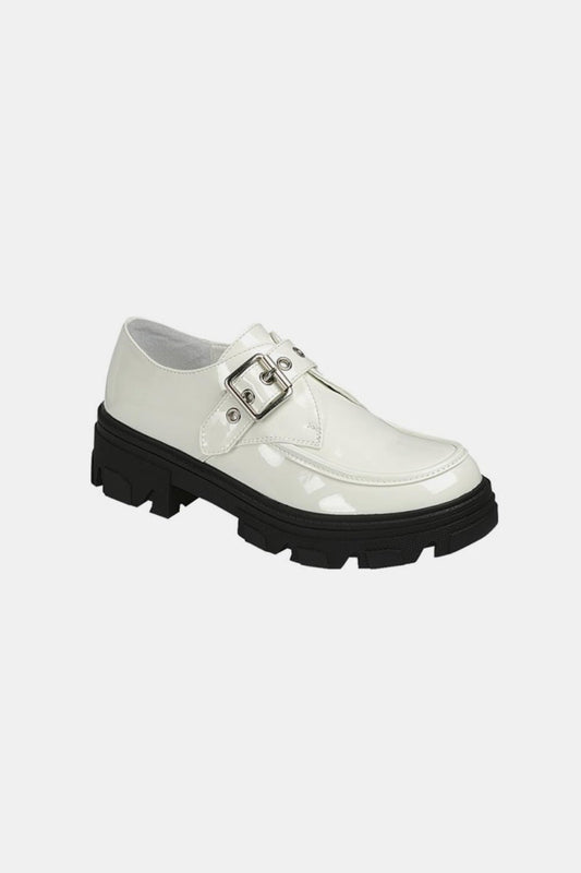 Forever Link Buckled Platform Lug Sole Loafers - White / 6