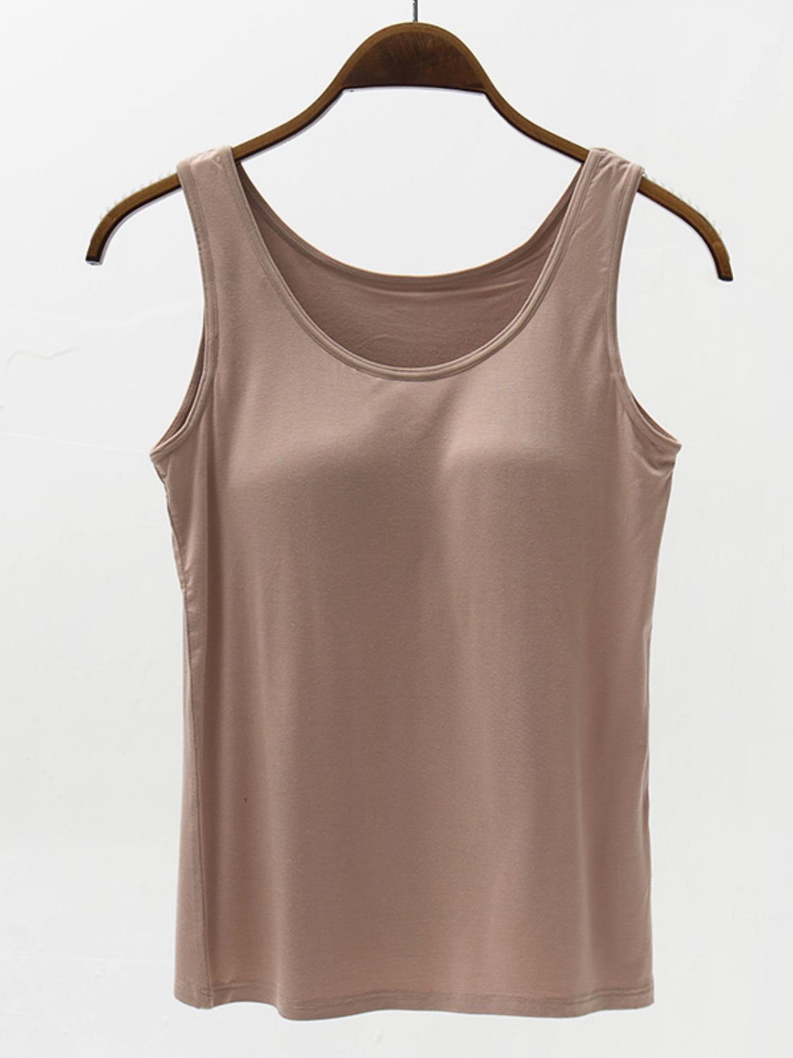 Full Size Wide Strap Modal Tank with Bra - Mocha / S