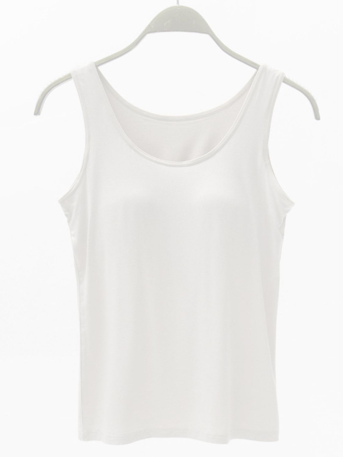 Full Size Wide Strap Modal Tank with Bra - White / S