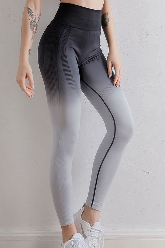 Gradient High Waist Sports Leggings - Black/White / S