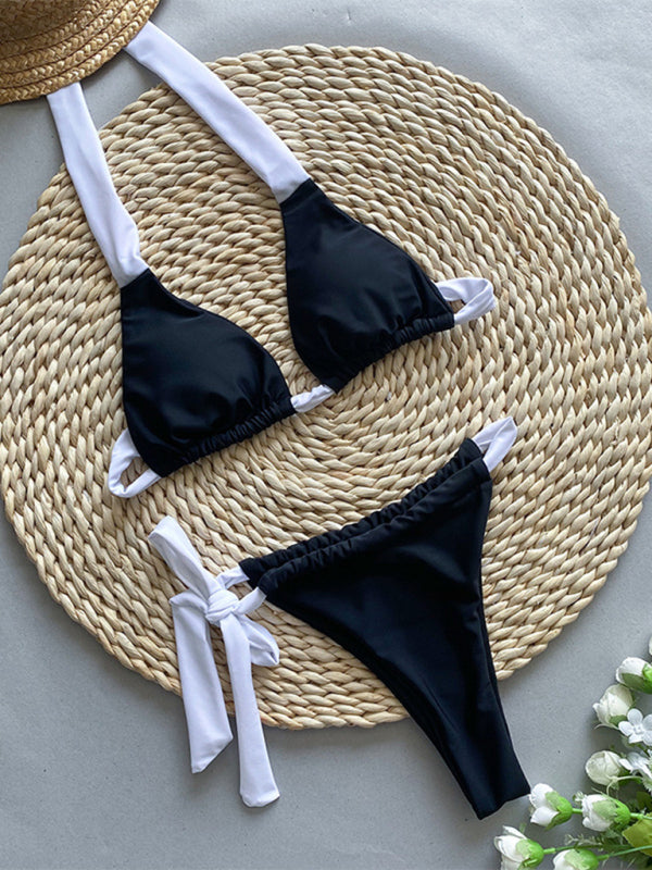 Halter neck color matching bikini