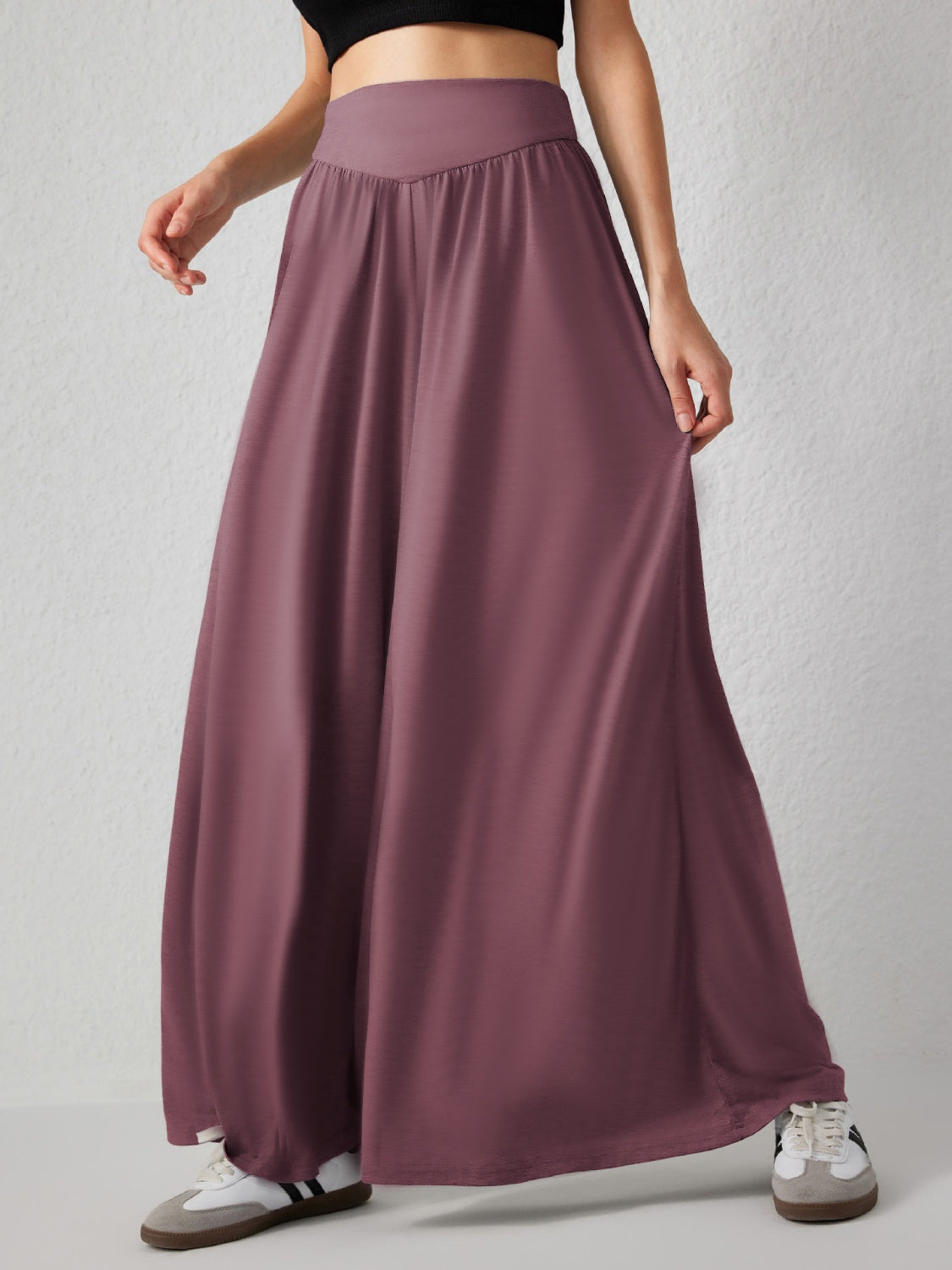 High Waist Wide Leg Pants - Moonlit Mauve / S