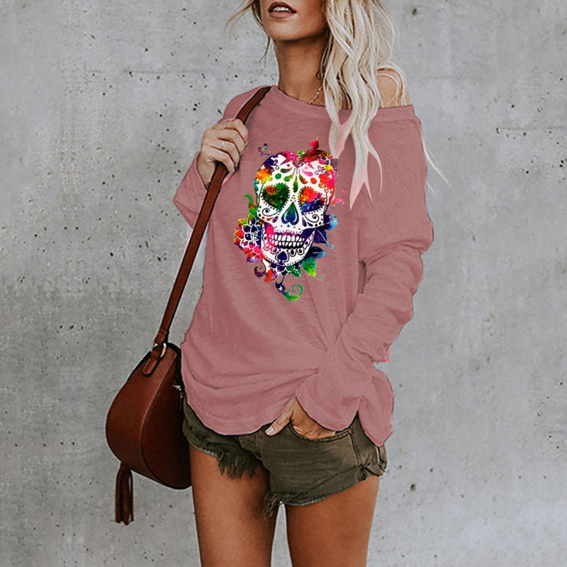 Casual personality skull long-sleeved top