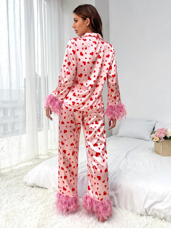 Valentine's Day Sweet Love Print Casual Pajamas Set