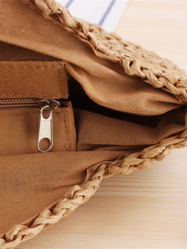 Round shoulder straw woven bag