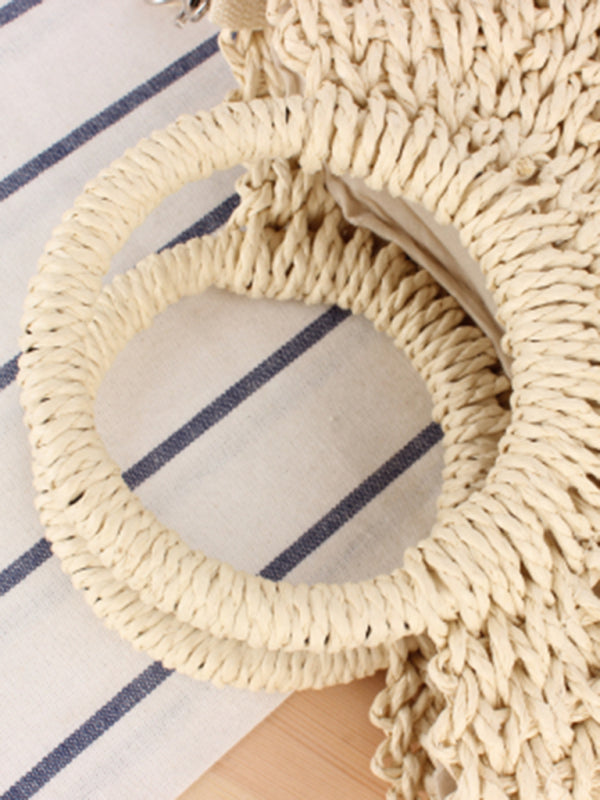 Half round straw woven bag