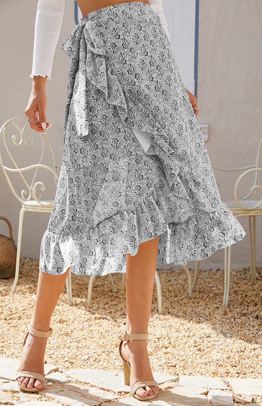 Ladies Casual Printed Irregular Skirt