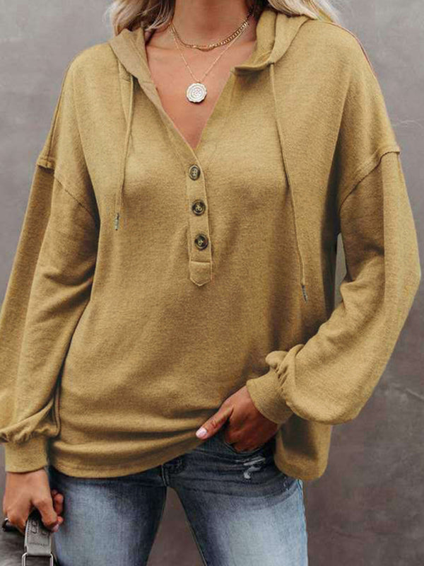 Women's Casual Loose Solid Color Sweatshirt Hoodie