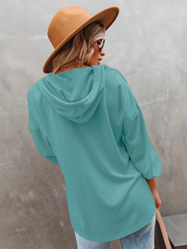 Women's Casual Loose Solid Color Sweatshirt Hoodie