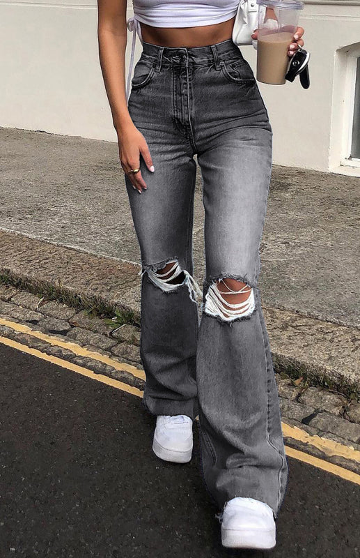 Women's Wide Leg Flared Denim Style Jeans