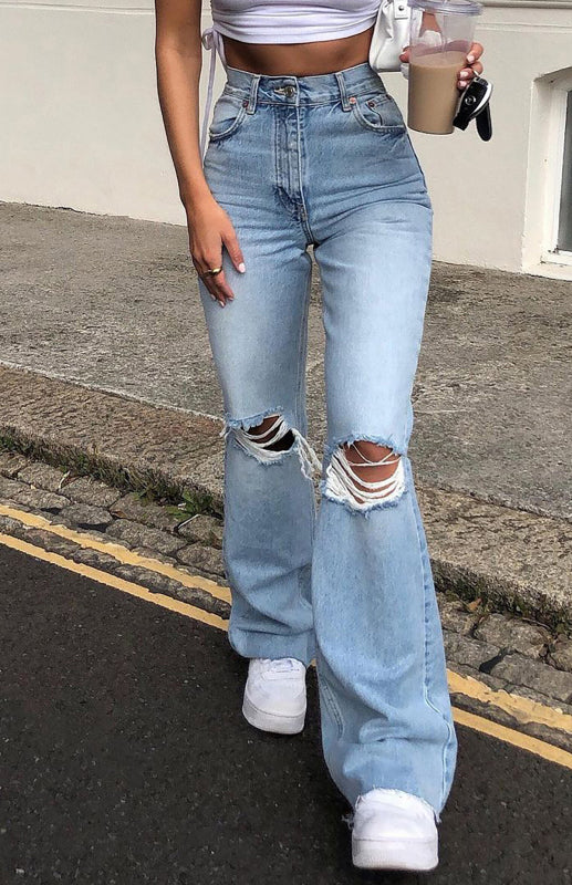 Women's Wide Leg Flared Denim Style Jeans