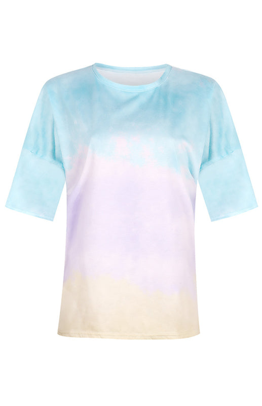 Women's Tie Dye Gradient Print Loose Tee Shirt