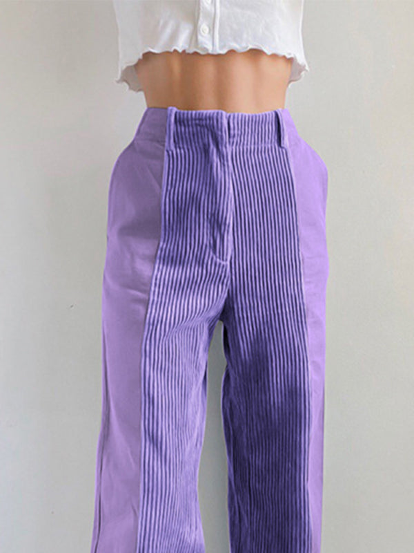 Loose Casual Solid Corduroy Pants