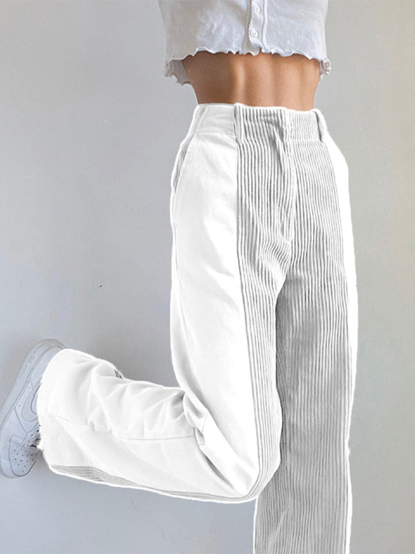 Loose Casual Solid Corduroy Pants