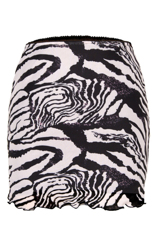 Printed Mesh High Waist Double-Layer Slim Package Half-Body Skirt