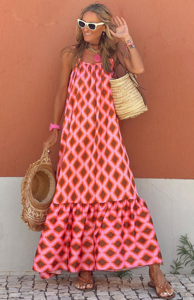 Women's Casual Printed Sleeveless Maxi Dress