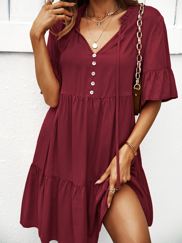 Women's casual solid color dress