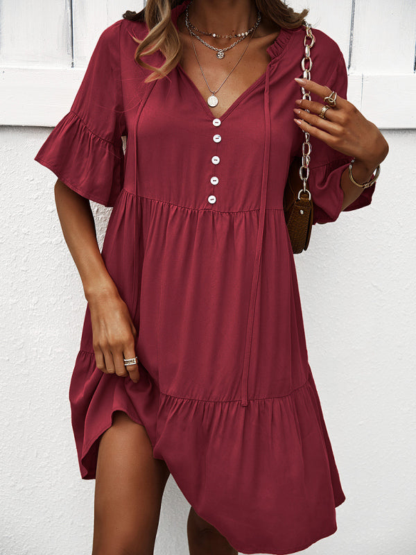 Women's casual solid color dress