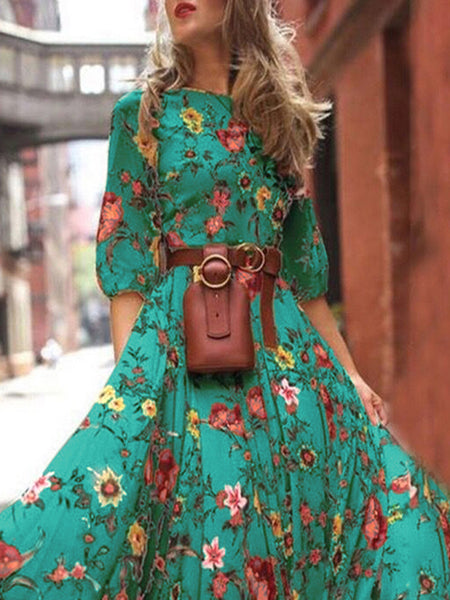 Bohemian Holiday Dress Floral printed