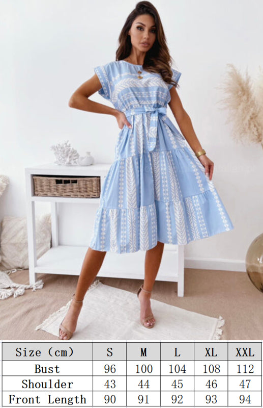 Women's Short Sleeve Geometric Print Dress