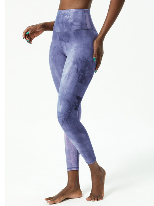 Women's Yoga High Waist Hip Raise Tie Dye Printed Ninth Pants