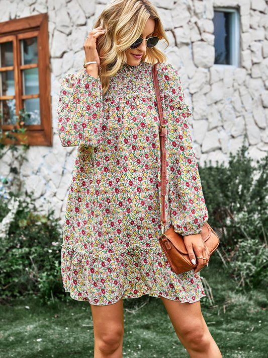 Women's holiday loose floral print dress