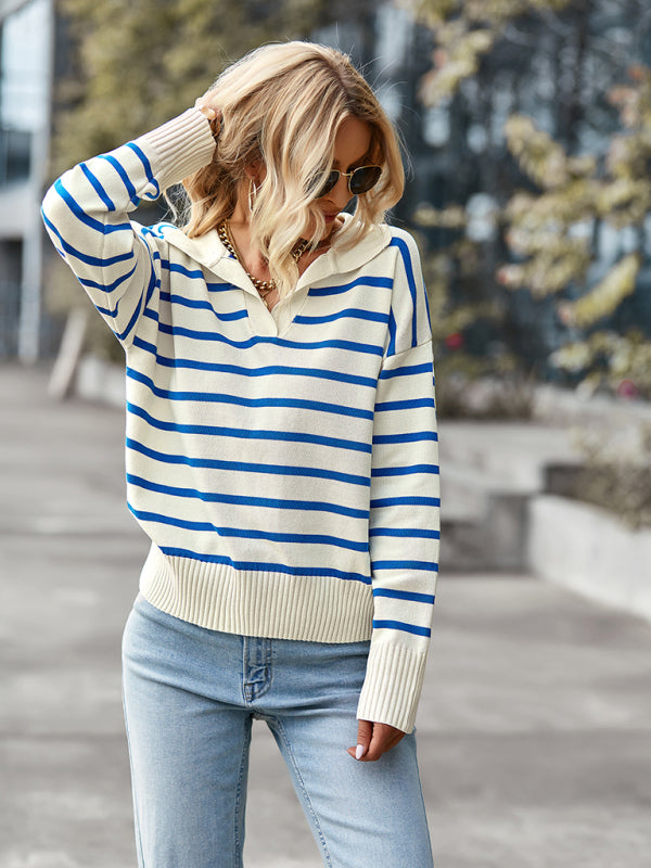 Women's casual stripe soft and comfortable warm top