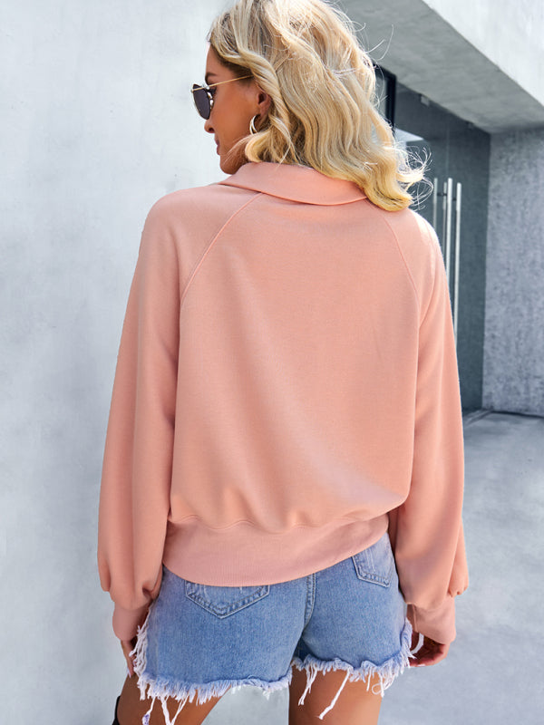 Women's solid color long sleeved sweatshirt