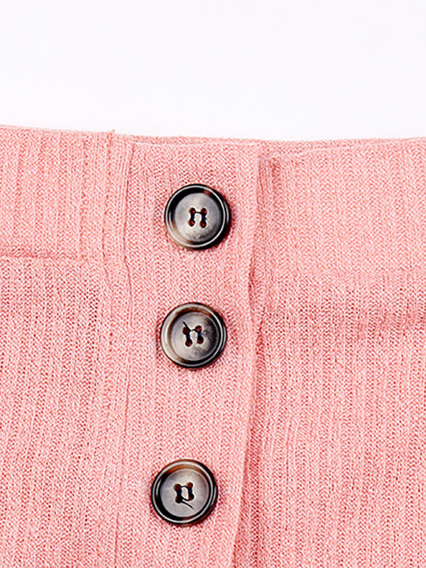 Women's Long Sleeve Slim Button Casual Set