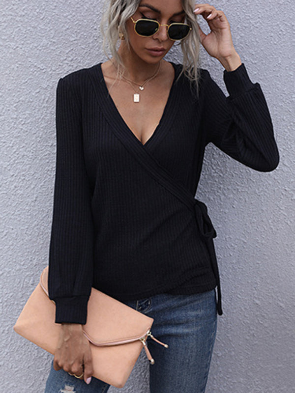 Slim Fit Black Pullover Long Sleeve V-Neck Sweater