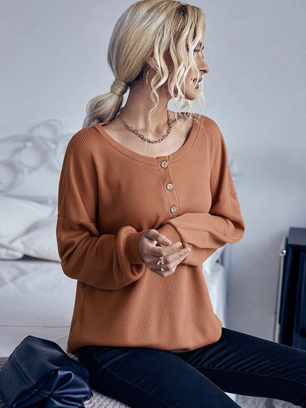 Casual Solid Color Long Sleeve Knit Sweater
