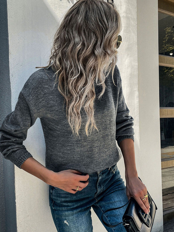 Women's Solid Color Long Sleeve Sweater