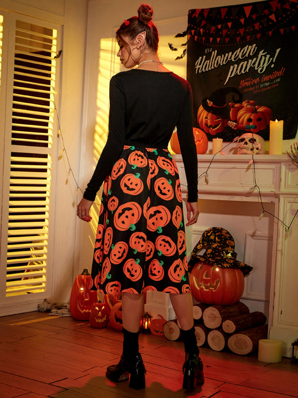Women's Halloween print swing dress