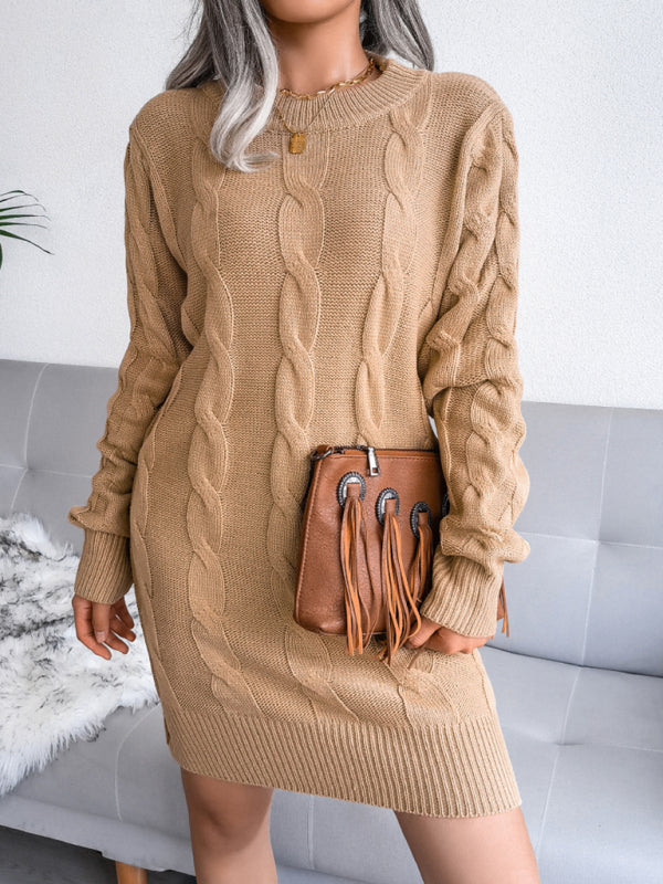 Women's fried dough twist buttock wrapped knitted dress