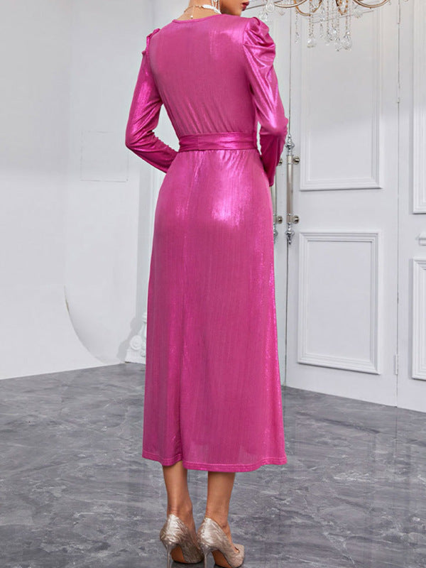 Woman's Elegant V-Neck Slim Sequin Dress