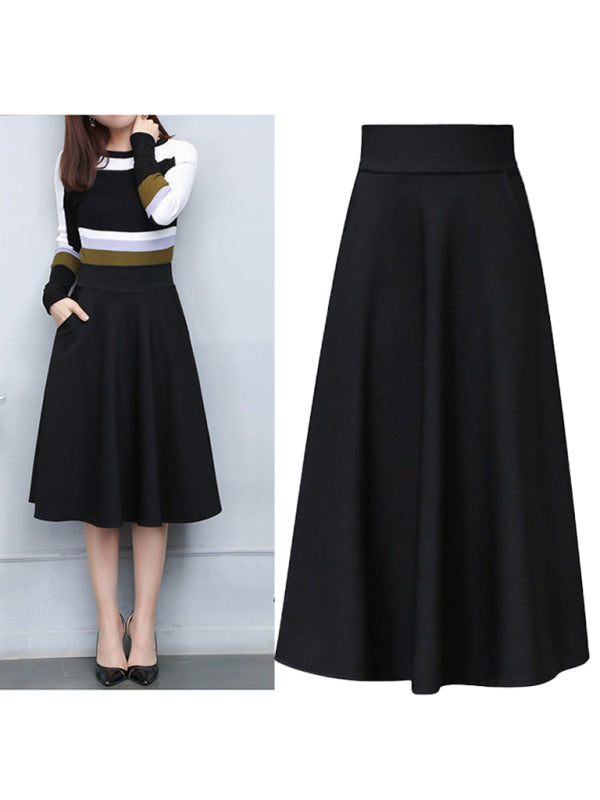 Women's waist all-match mid-length skirt
