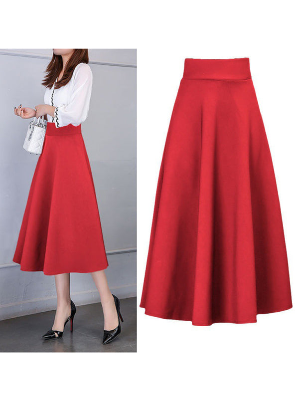Women's waist all-match mid-length skirt