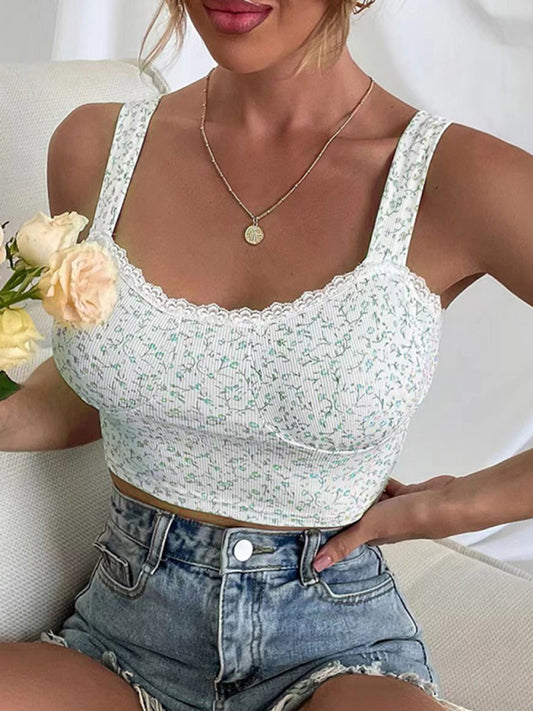 Women's Floral Sleeveless Lace Tank Top