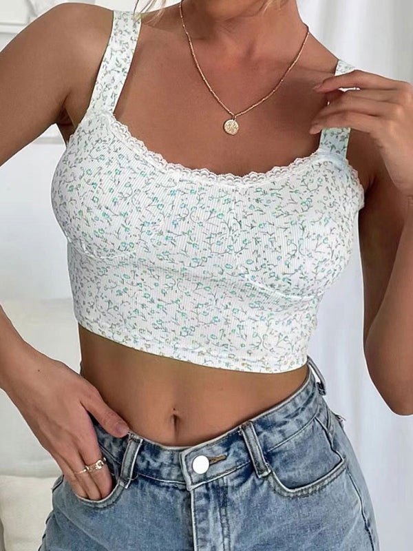 Women's Floral Sleeveless Lace Tank Top