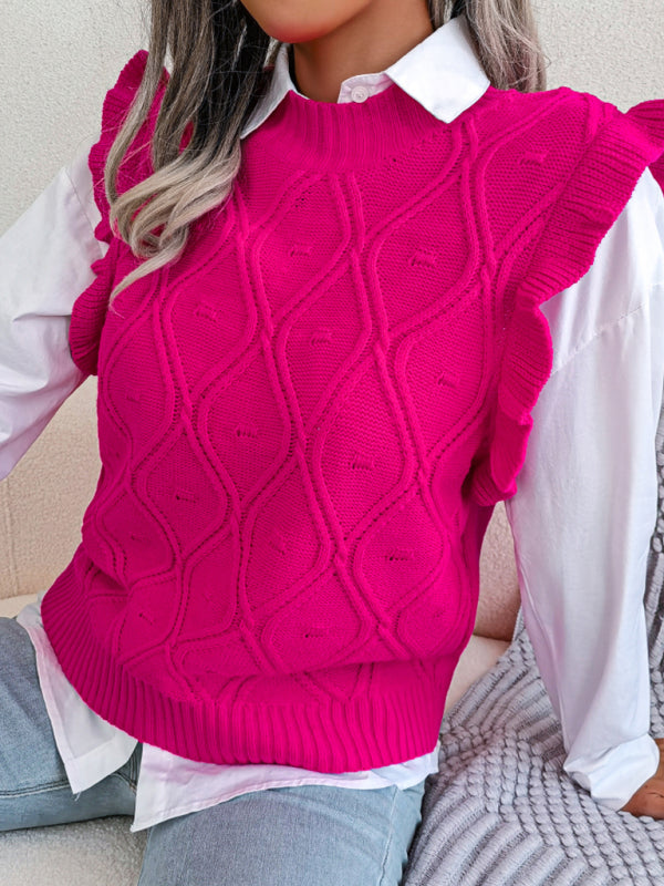 Women's fungus side diamond knitted sweater vest