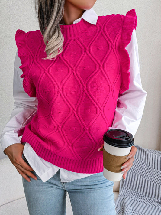 Women's fungus side diamond knitted sweater vest