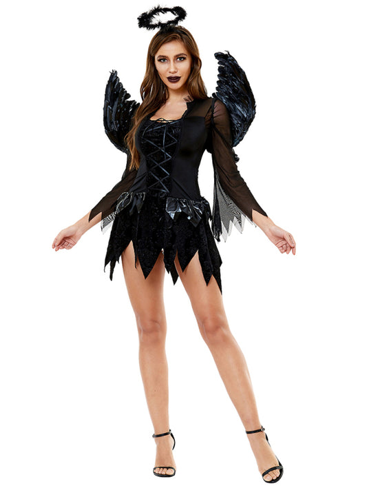 Halloween Winged Black Angel Adult Costume
