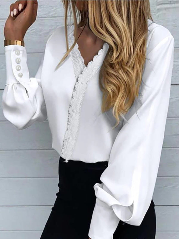 Women's Printed Lace Long Sleeve Top