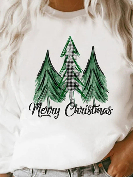 Women's Casual Long Sleeve Loose Christmas Graphic Print Sweatshirt