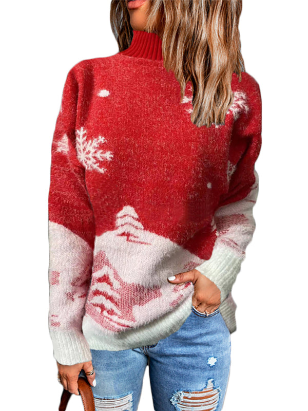 女款套頭聖誕針織長袖毛衣